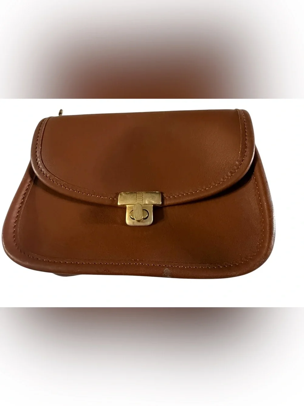 Kani Women's Brown leather turn lock mini Crossbody Bag chain strap